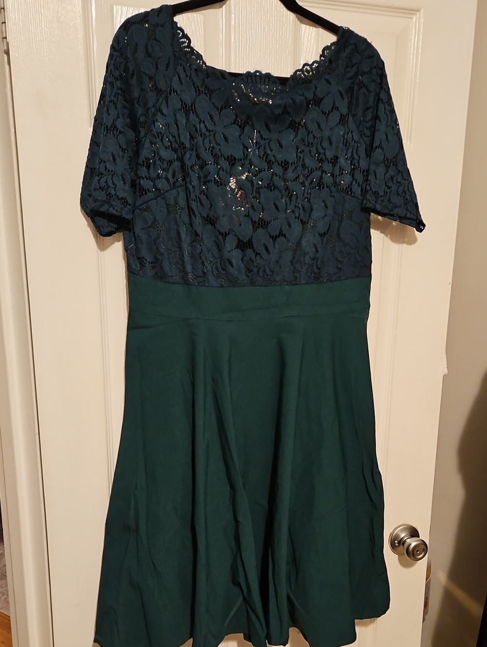 Women's Teal Lace Fit-and-Flare Dress